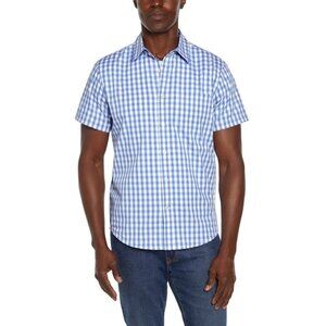 NEW Gap Men's M Short Sleeve Poplin Button up Shirt Blue & White Checkered